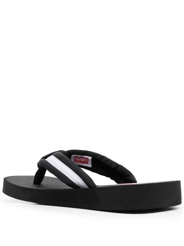 Logo Patch Striped Flip Flops Black - KENZO - BALAAN 5