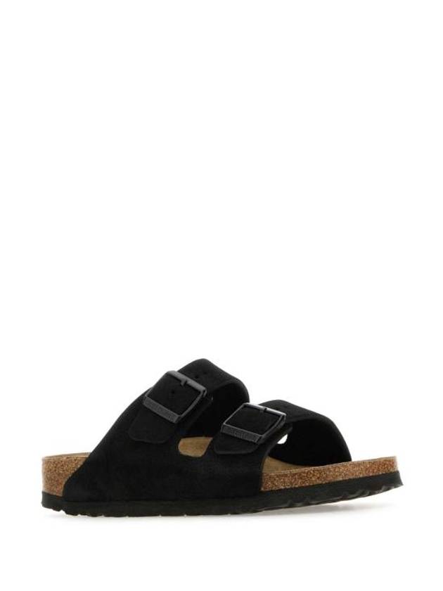 Arizona Suede Leather Slippers Black - BIRKENSTOCK - BALAAN 3