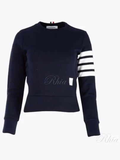 Engineered 4 Bar Stripe Loopback Jersey Knit Crewneck Sweatshirt Navy - THOM BROWNE - BALAAN 2