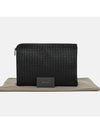 Intrecciato Weaving Zipper Medium Clutch Bag Black - BOTTEGA VENETA - BALAAN 3