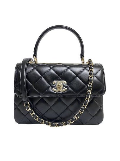 Gold Plated CC Top Handle Flap Small Tote Bag Black - CHANEL - BALAAN 2