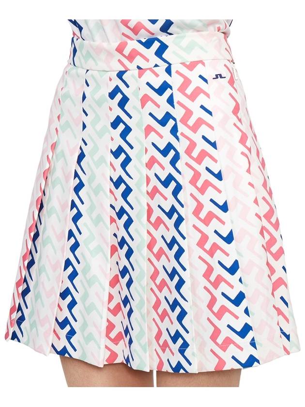 Women's Adina Print Pleated Skirt Pink Painted Bridge - J.LINDEBERG - BALAAN 9