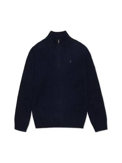 Cable knit wool cotton zipper sweater blue - POLO RALPH LAUREN - BALAAN 2