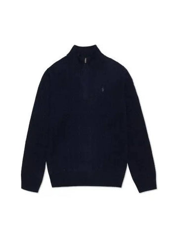 Cable knit wool cotton zipper sweater blue - POLO RALPH LAUREN - BALAAN 1