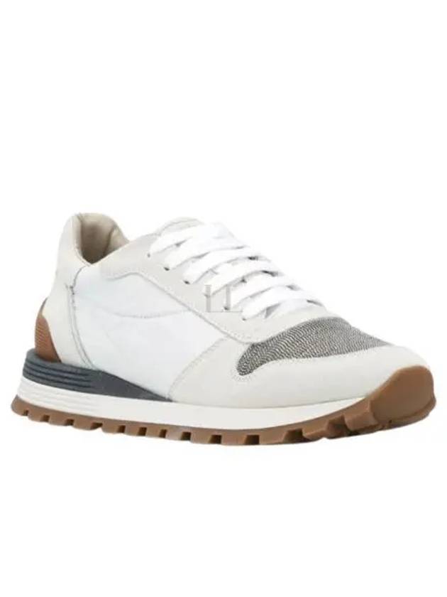 Suede Techno Fabric Runner Low Top Sneakers White - BRUNELLO CUCINELLI - BALAAN 2