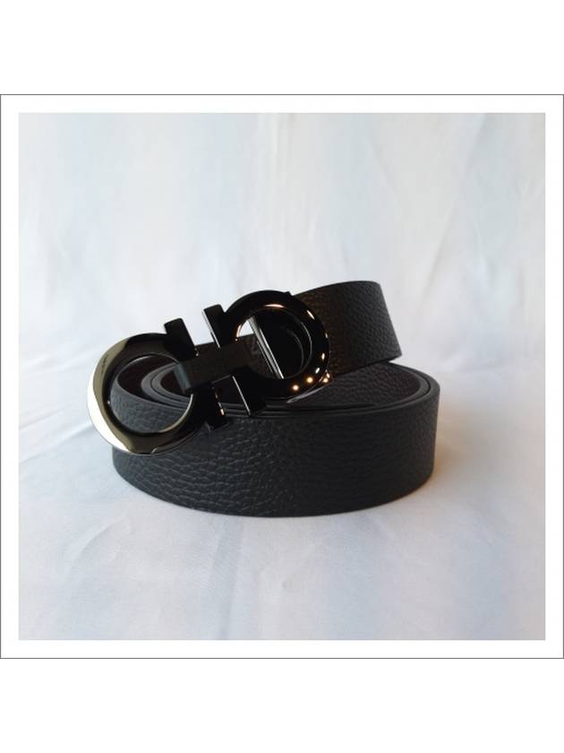 Reversible Gancini Belt Black Hickory - SALVATORE FERRAGAMO - BALAAN 3