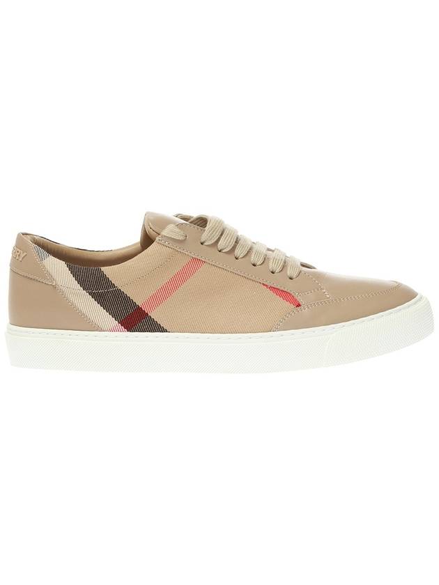 Women's House Check Leather Low Top Sneakers Tan - BURBERRY - BALAAN 1