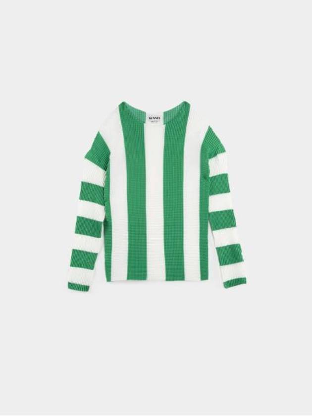 Stripe Pleated Long Sleeve T-Shirt Green - SUNNEI - BALAAN 2