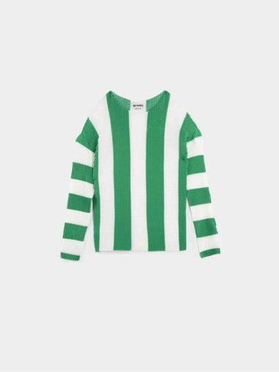 Stripe Pleated Long Sleeve T-Shirt Green - SUNNEI - BALAAN 2