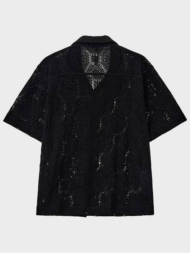 Jacquard Open Collar Half Shirt Black - NOIRER - BALAAN 4