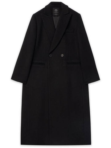 Mars double button lip pocket back slit long coat black MARS03BK - RAMUSTUDIO - BALAAN 1