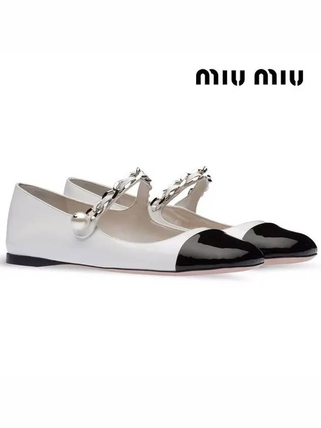 Patent Leather Ballerina Black White - MIU MIU - BALAAN 3