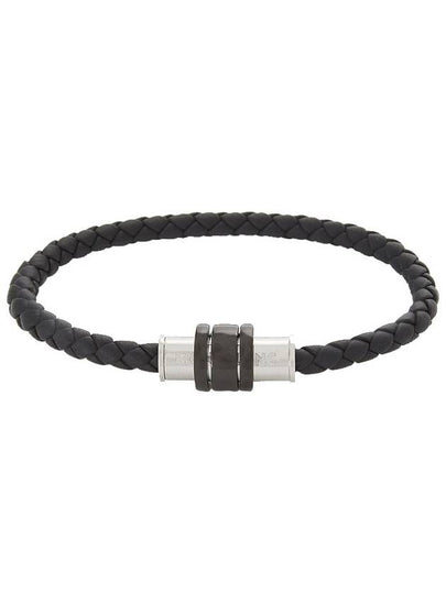 Woven Leather Steel Closing Bracelet Black - MONTBLANC - BALAAN 2