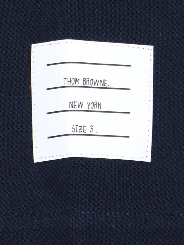 Men's Center Back Striped Short Sleeve T-Shirt Navy - THOM BROWNE - BALAAN 6