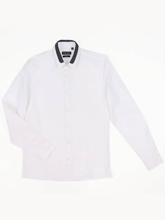 Collar point white cotton solid shirt SH136 - IKALOOOK - BALAAN 3