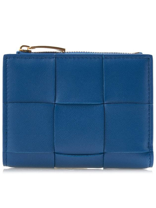 Cassette Zipper Bifold Half Wallet Blue - BOTTEGA VENETA - BALAAN 2