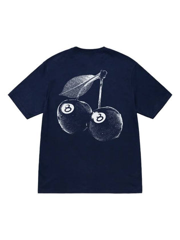 Cherries Short Sleeve T-Shirt Navy - STUSSY - BALAAN 1