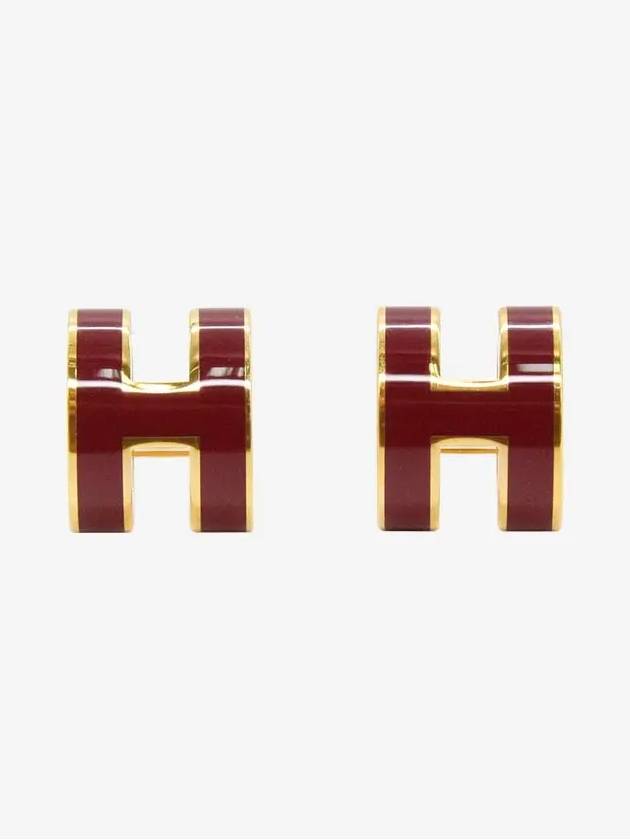 Mini Pop H Earrings Gold Hardware Rouge Rubys - HERMES - BALAAN 3