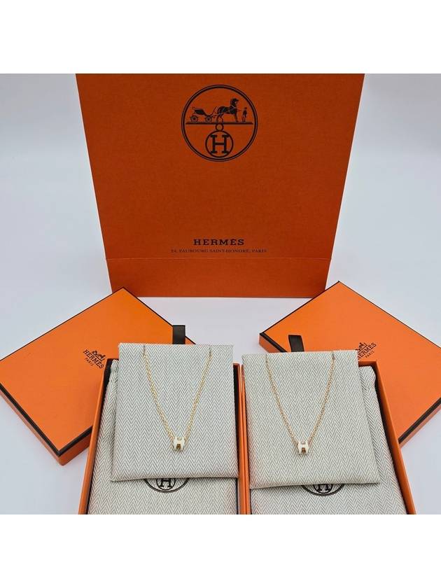 Mini Pop H Pendant Necklace Gold Orange Soy - HERMES - BALAAN 8