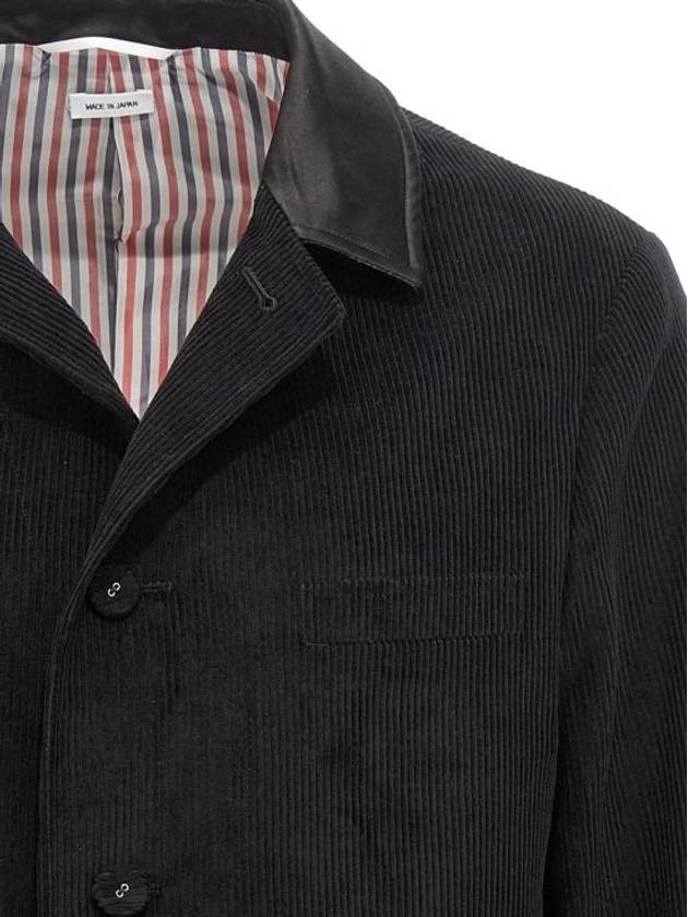 Men's Corduroy Button Up Cutaway Blazer Jacket Black - THOM BROWNE - BALAAN 4