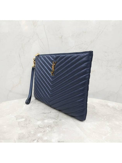 Lux You Matelasse Navy Strap Clutch 559193 - SAINT LAURENT - BALAAN 2