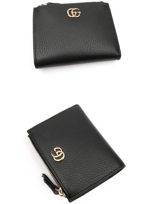 GG Gold Hardware Marmont Leather Zipper Bi-fold Wallet Black - GUCCI - BALAAN 3