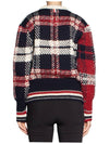 Tartan Check Jacquard Wool Mohair Knit Top Red Beige - THOM BROWNE - BALAAN 6