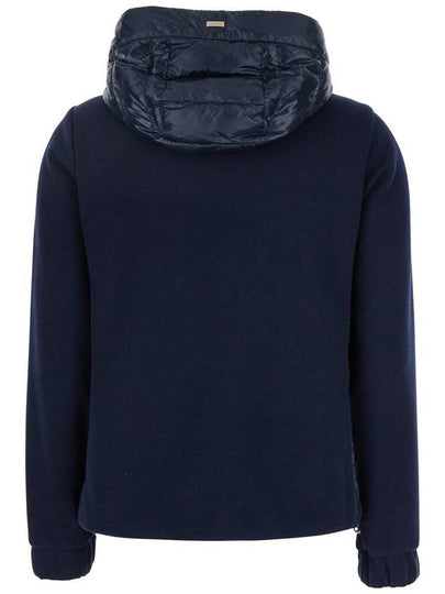 Blue Sweatshirt With Fixed Drawstring Hood In Tech Fabric Woman - HERNO - BALAAN 2