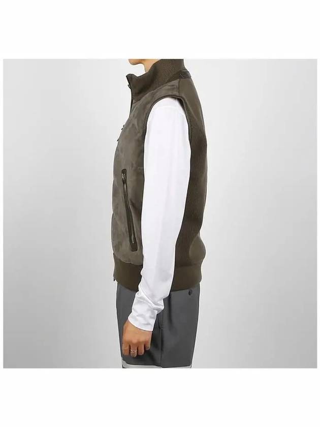 Panel Suede Quilted Padding Vest Dark Olive - TOM FORD - BALAAN 4