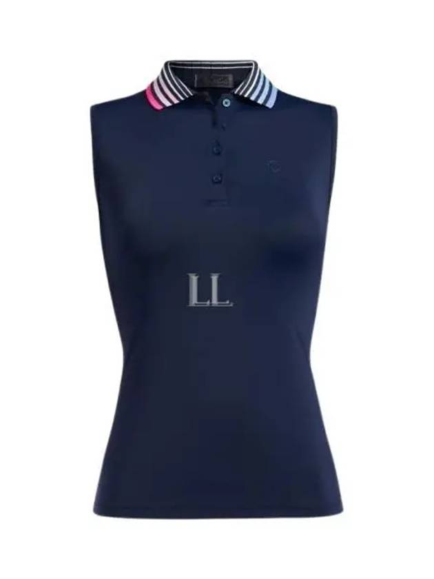 Women's Pleated Collar Golf Polo Sleeveless Navy - G/FORE - BALAAN 2