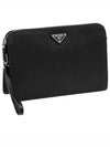 Triangle Logo Saffiano Leather Clutch Bag Black - PRADA - BALAAN 2