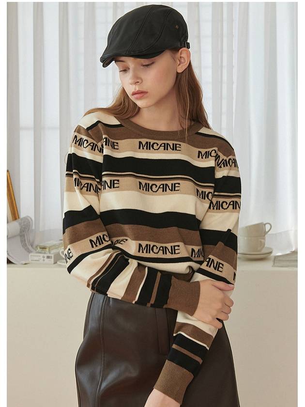 Women's Demour Striped Logo Knit Brown - MICANE - BALAAN 4