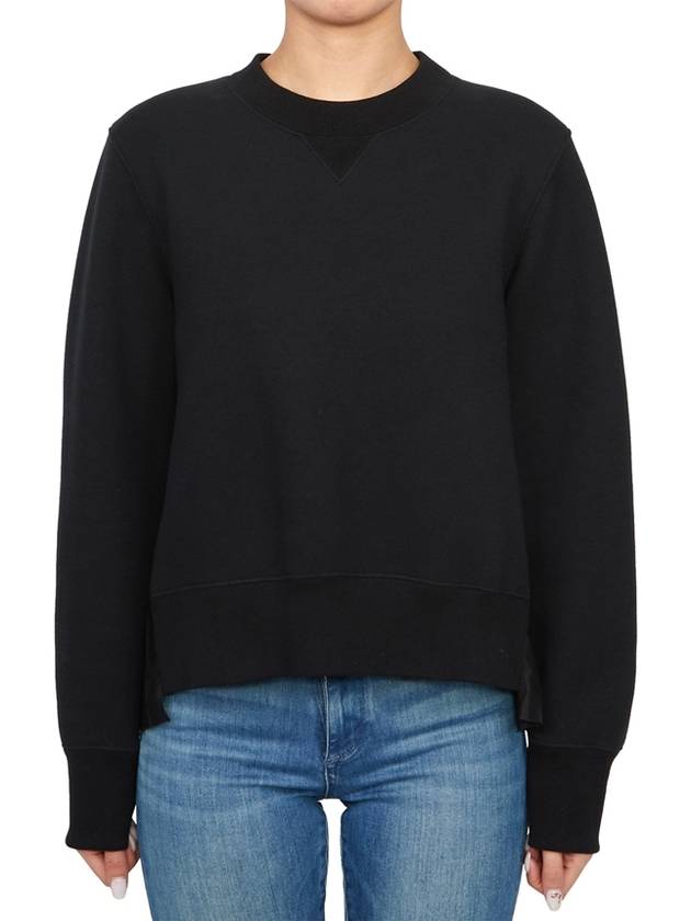 Crew Neck Pleated Hem Sweatshirt Black - SACAI - BALAAN 4