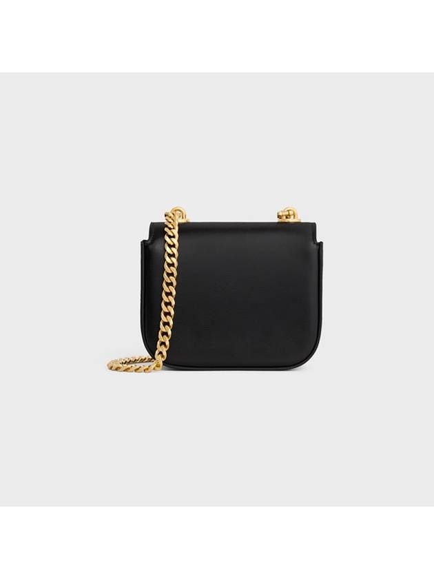 Triomphe Chain Shiny Calfskin Small Cross Bag Black - CELINE - BALAAN 4