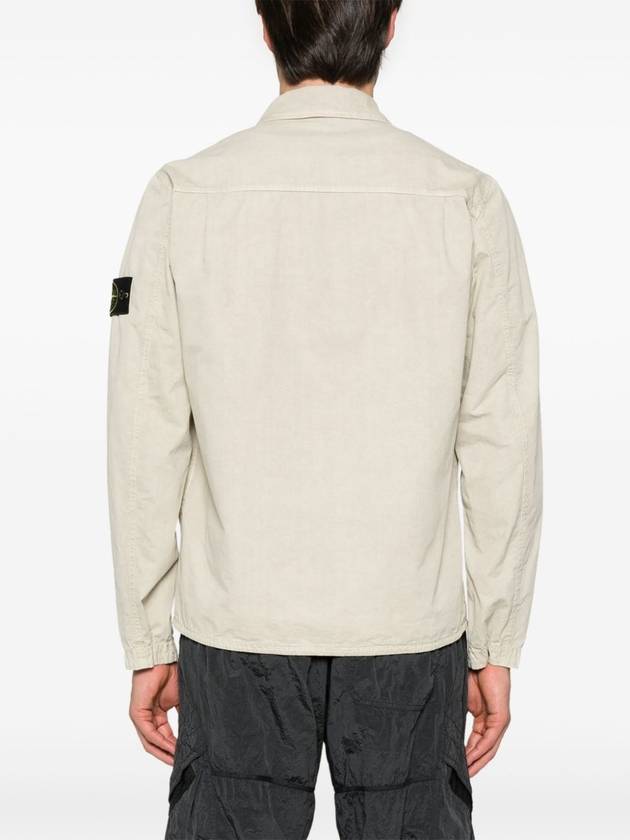 Organic Cotton Shirt Zip Up Jacket Beige - STONE ISLAND - BALAAN 6