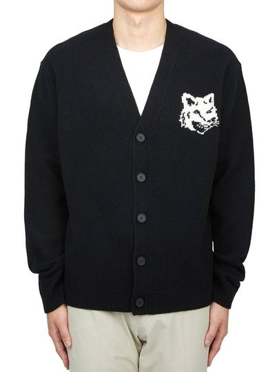 Fox Head Intarsia Comfort Cardigan Black - MAISON KITSUNE - BALAAN 2