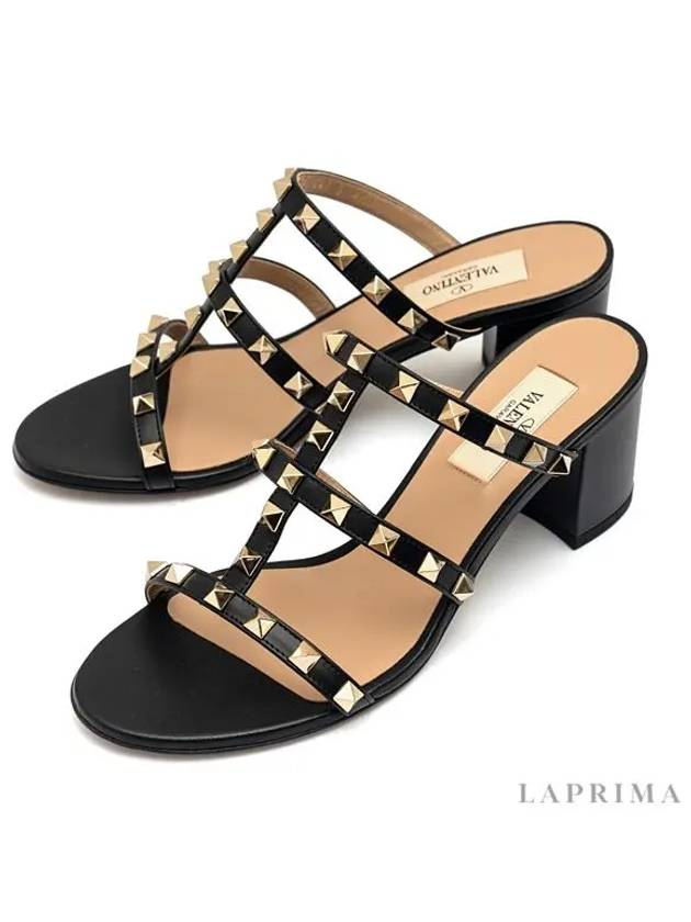 Rockstud Calfskin 60mm Sandal Heels Black - VALENTINO - BALAAN 5