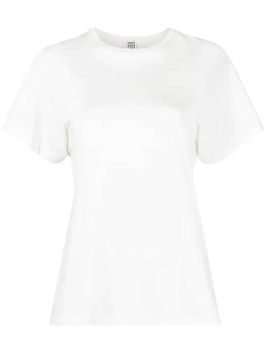 Logo Embroidered Cotton Short Sleeve T-Shirt White - TOTEME - BALAAN.