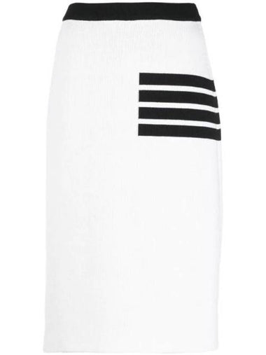 Double Face Merino 4 Bar A Line Skirt White - THOM BROWNE - BALAAN 1