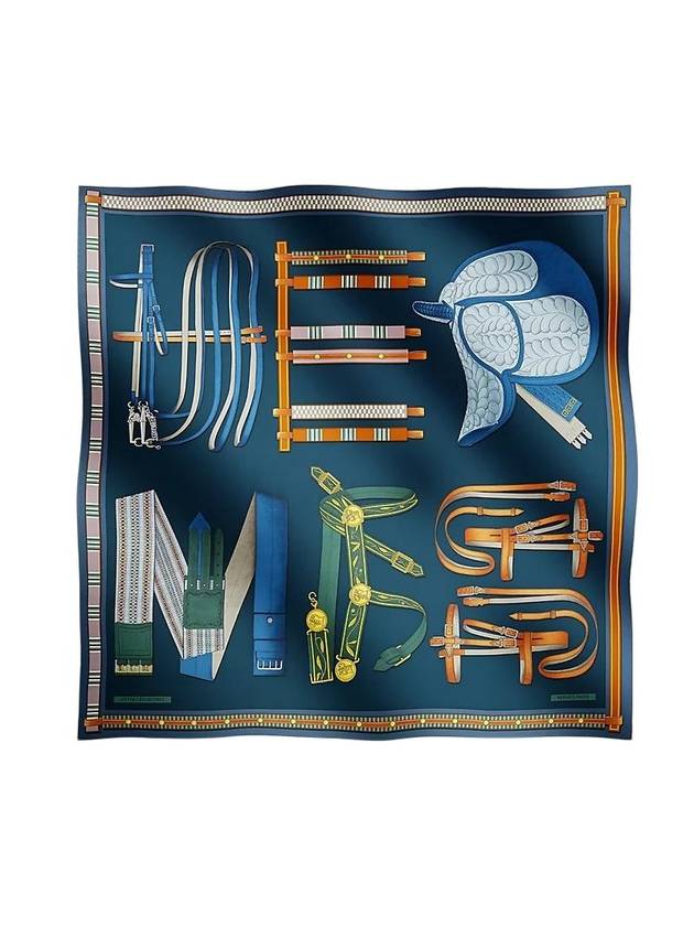 Lettres Equestre 90 Scarf Bleu - HERMES - BALAAN 1