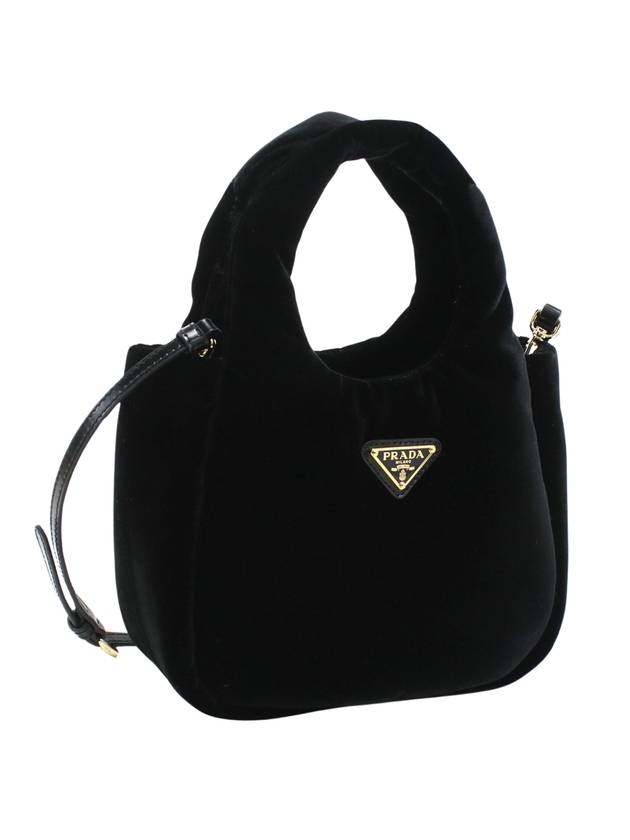 Padded Velvet Hand Mini Bag Black Boutique - PRADA - BALAAN 1