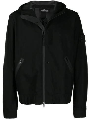 Shadow Wappen Soft Shell Hooded Zip Up Black - STONE ISLAND - BALAAN 1