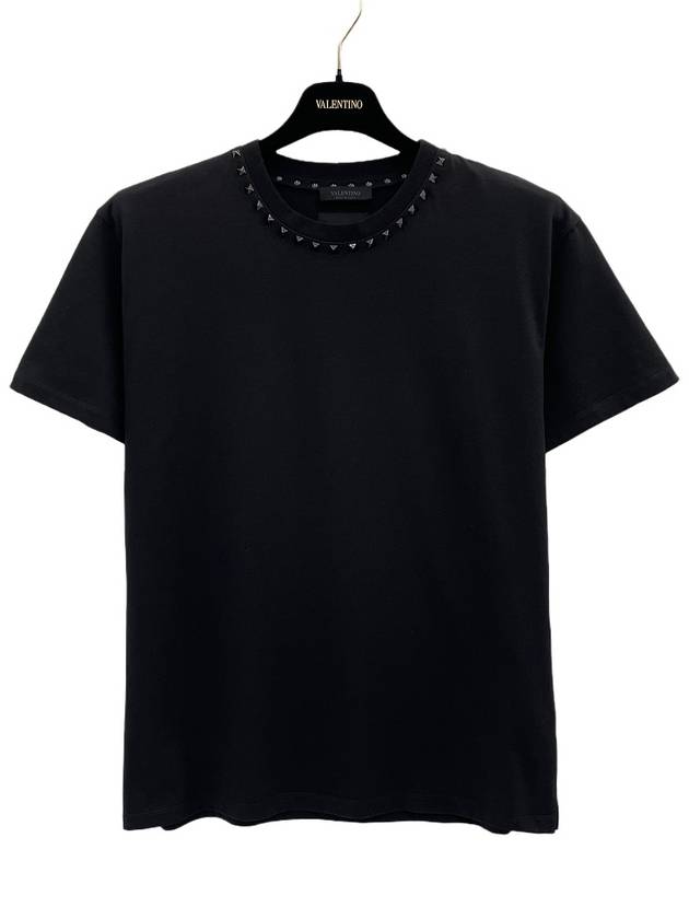 Men's Untitled Studded Crew Neck Cotton Short Sleeve T-Shirt Black - VALENTINO - BALAAN 2