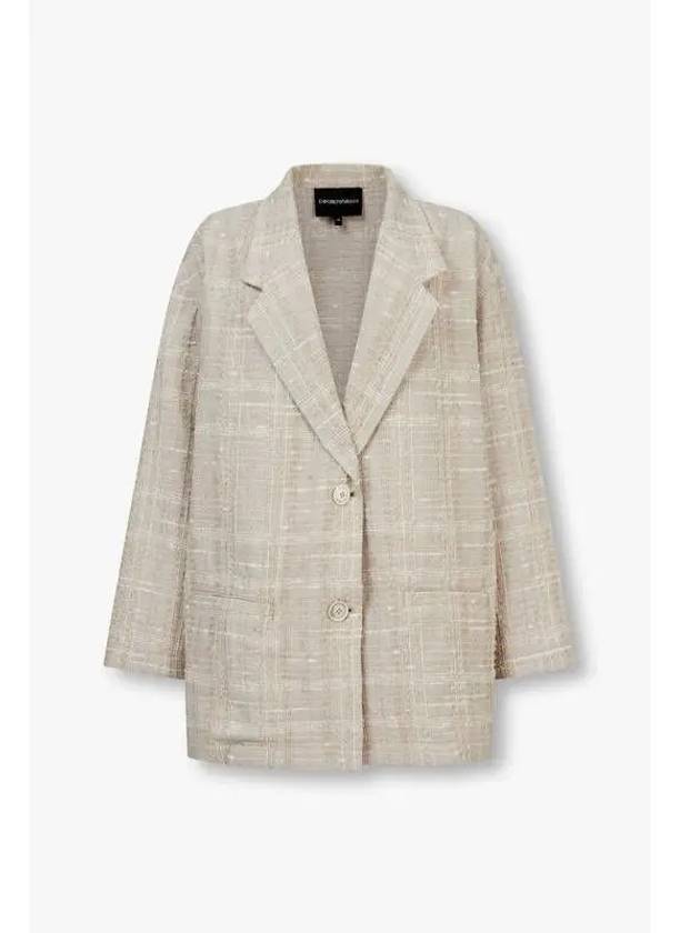 Women s Multi Check Wide Single Jacket Beige - EMPORIO ARMANI - BALAAN 1