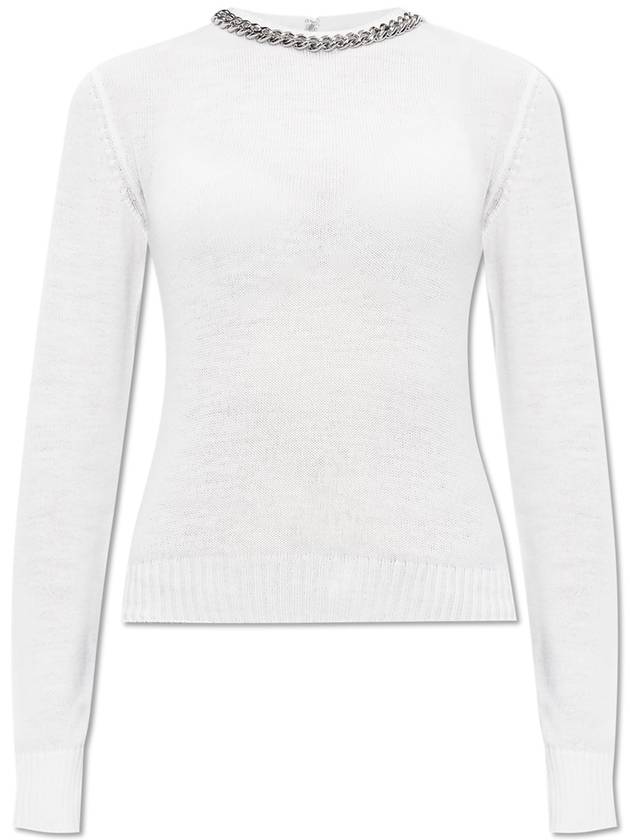 Stella McCartney Sweater With Decorative Chain At Neckline, Women's, White - STELLA MCCARTNEY - BALAAN 1