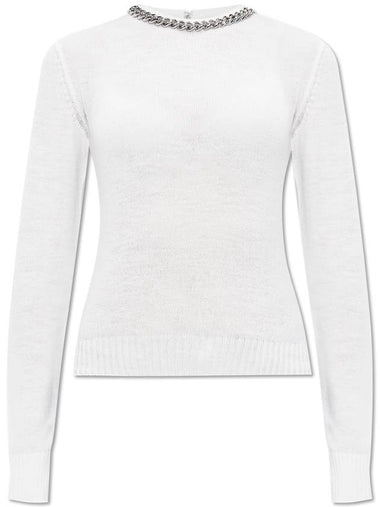 Stella McCartney Sweater With Decorative Chain At Neckline, Women's, White - STELLA MCCARTNEY - BALAAN 1