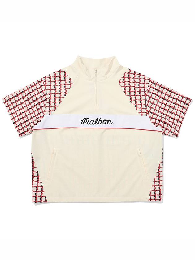 Pattern Mix Short Sleeve Anorak RED WOMAN - MALBON GOLF - BALAAN 1