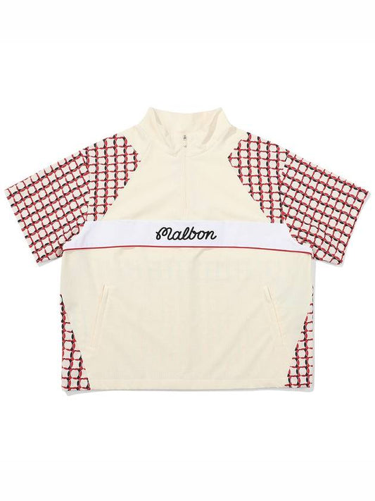 Pattern Mix Short Sleeve Anorak RED WOMAN - MALBON GOLF - BALAAN 1