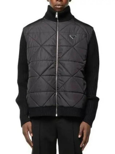 Triangle Logo Re-Nylon Wool Padded Jacket Black - PRADA - BALAAN 2