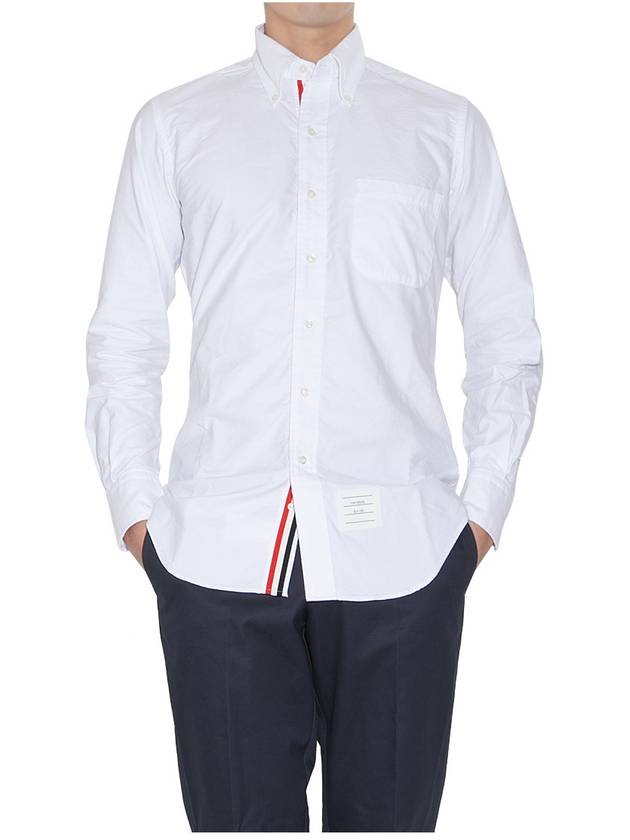 Men's Logo Patch Classic Cotton Long-Sleeve Shirt White - THOM BROWNE - BALAAN 6